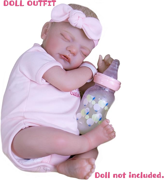 Reborn Baby Dolls Clothes Girl Pink Fashion Doll Outfit Baby Clothing 17-22 Inches Outfit Accessories Set for Lifelike Newborn Girls