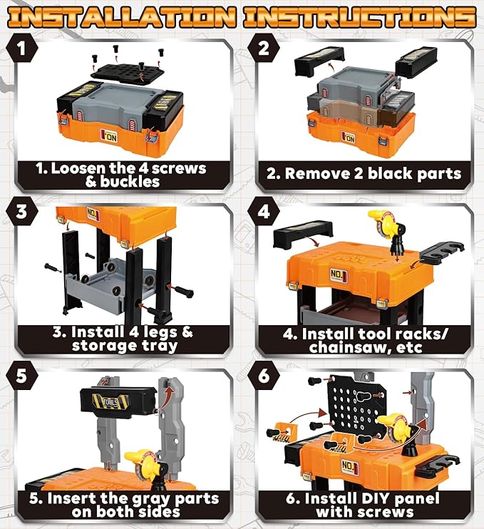 Lehoo Castle Toddler Tool Bench with Electric Drill & Take Apart Construction Vehicles, 2-in-1 Workbench ＆ Toolbox for Kids, Toy Tool Set for Toddlers Age 3, Birthday Festival Gift for Boys & Girls