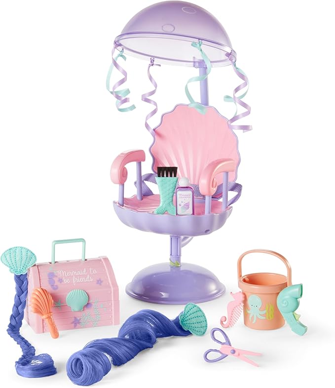 American Girl WellieWishers 14.5-inch Doll Seashell Salon Playset with Hair Extensions that Change Color, For Ages 4+