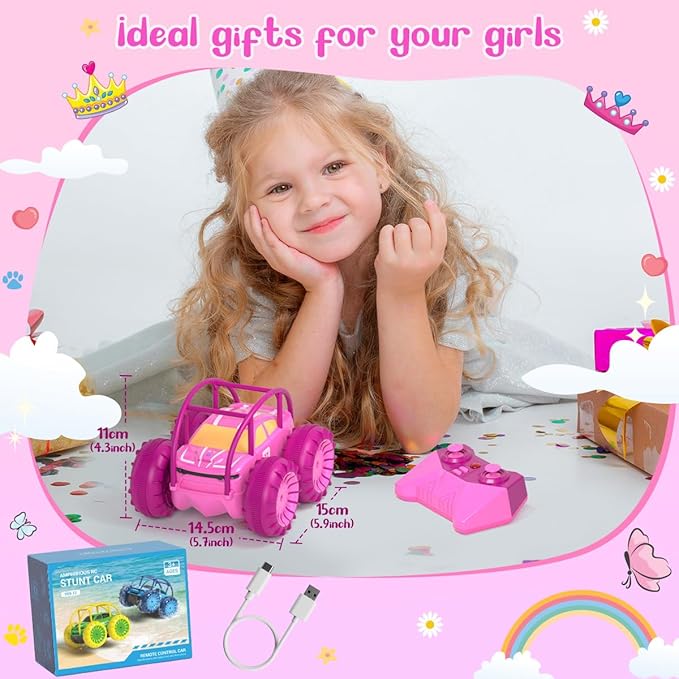 MaxTronic Amphibious Remote Control Car,Rechargeable RC Cars Toy 360° Flips Rotation Stunt Crawler 15KM/H 4WD All Terrain Outdoor Indoor Toy for Kids Boys Girls 3-12