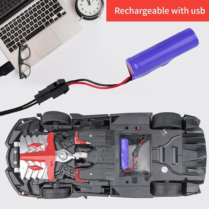 Remote Control Transform Car for Kids,Deformation Car for Boys & Girls 4 5 6 7 8, 2.4Ghz 1:18 RC Transform Robot Toys for Kids, One Button Deformation to Robot with Flashing Light (FM Racing Blue)