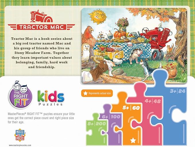 MasterPieces Licensed 60 Piece Vintage Jigsaw Puzzle for Kids - Tractor Mac Dinner Time - 14"x19"