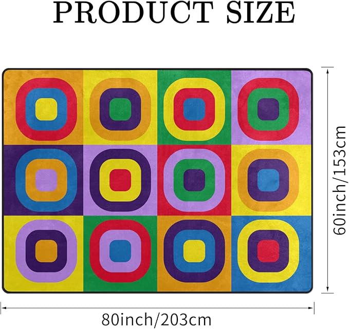 Kids Rug, Classroom Carpets Playmat Rugs - 5x7 Ft Kids Carpet with Rubber Backing, Colorful Children's Classroom Seating Rug Play Mat Nursery Rugs for Children Bedroom Playroom Elementary