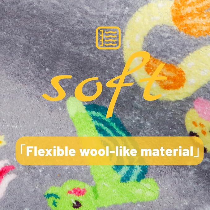 Round ABC Kids Rug,5.2 ft Animal Alphabet Playroom Rug,Washable Non-Slip Cute Nursery Rug for Kids Room,Educational Kids Play Rug Classroom Carpet for Playroom Kids Room Bedroom Decor