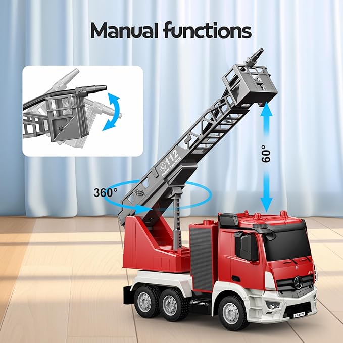 Fire Truck, Remote Control Water Sprinkler Fire Truck, Full-Direction Rapid Rescue - 1:26 Scale RC Firetruck Toys for Ages 3 and Up