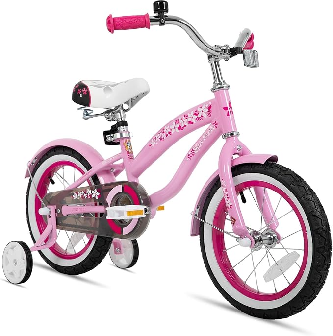 JOYSTAR 12 14 16 Inch Kids Cruiser Bike for Ages 2-7 Years Old Girls & Boys, Children's Bicycle with Training Wheels, Coaster Brake, Fenders & Adjustable Seat