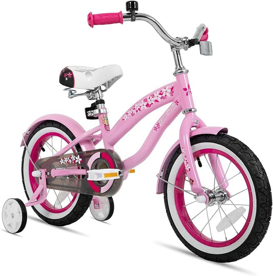 JOYSTAR 12 14 16 Inch Kids Cruiser Bike for Ages 2-7 Years Old Girls & Boys, Children's Bicycle with Training Wheels, Coaster Brake, Fenders & Adjustable Seat