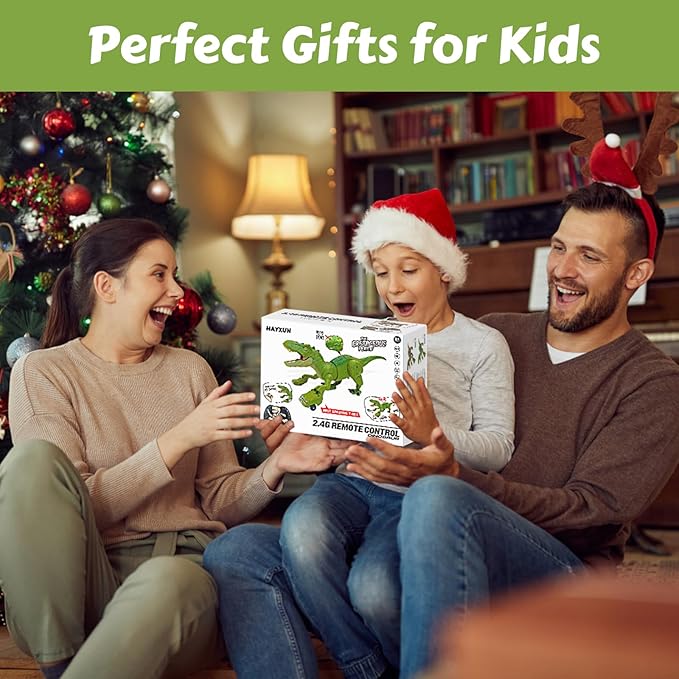 RC Tyrannosaurus Rex Dinosaur Toys for Kids 3-5, 5-7, 8-12, Remote Control T Rex Dino Robot Toy with Spray, Roar & Light, Birthday for 3 4 5 6 7 8 9 10 11 12 Year Old Boys (Green)