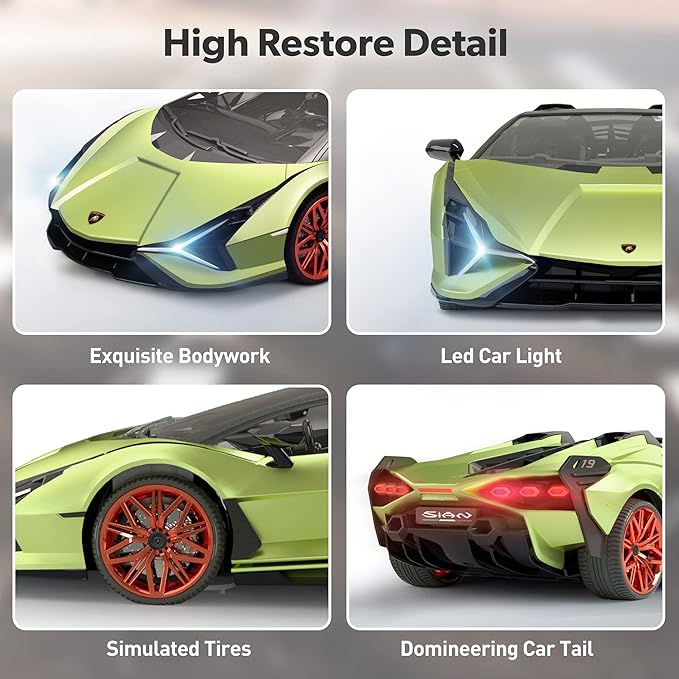 MIEBELY Lamborghini Remote Control Car, 1:12 Scale Lambo Rc Cars 7.4V 900mAh Officially Licensed 12Km/h Fast Toy Car with Led Light 2.4Ghz Model Car for Adults Boys Girls Birthday Ideas Gift - Green