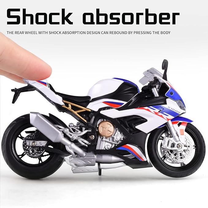 COOLPUR Die Cast Motorcycle Model for S1000RR, Realistic Motorcycle Model, 1:12 Scale Kids Moto Toy or Collection, Boyfriend,Young Peoples Gift(Blue)