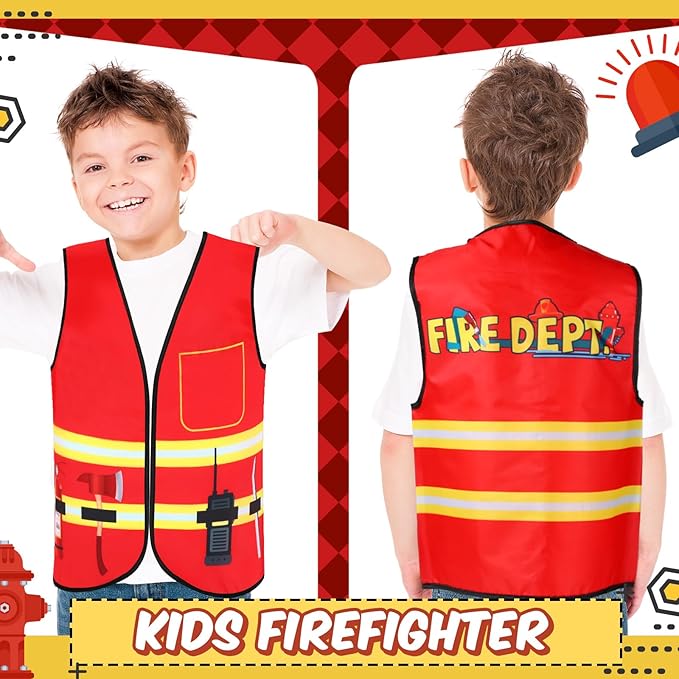 Panitay 12 Pcs Kids Community Helper Dress up Vest, Boy & Girl Career Cosplay Party Costume for Toddlers Occupation Role Play