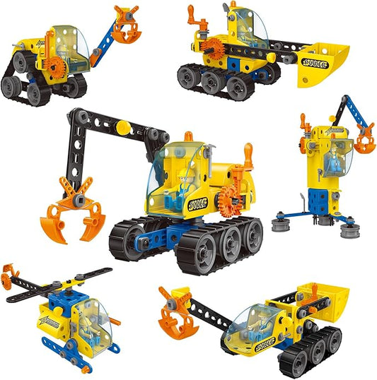 6 in 1 STEM Toys,Engineering Topic Education DIY Assembly Disassembly Toys Engineering Building Sets Building Toys for Kids Ages 4-8 Prefect Gifts