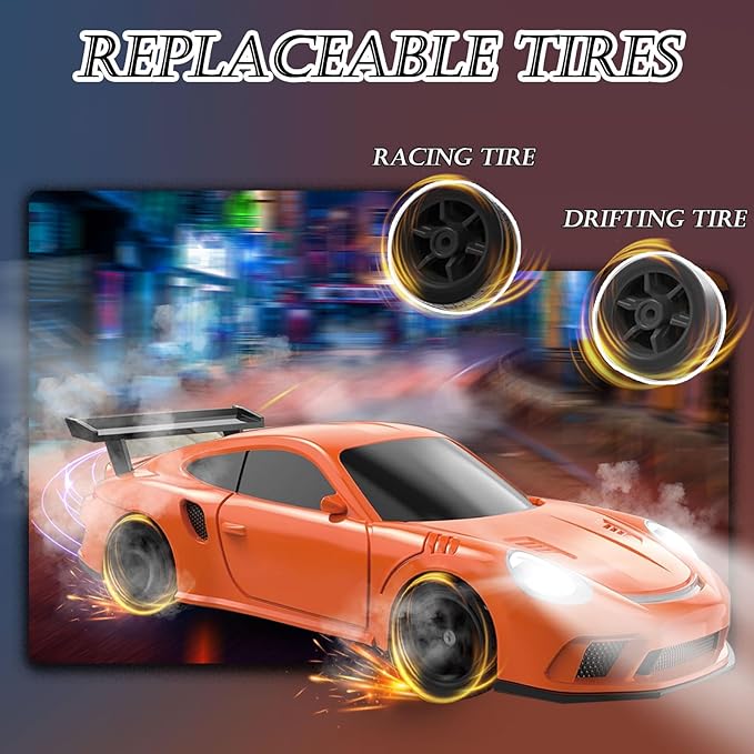 1/43 Mini RC Drift Car with Gyroscope, 2.4GHz Full Proportional High Speed Remote Control Car, RTR 4WD Fast RC Cars with LED Lights Racing Tires, Hobby RC Cars Toy Model Gift for Adults, Kids, Boys