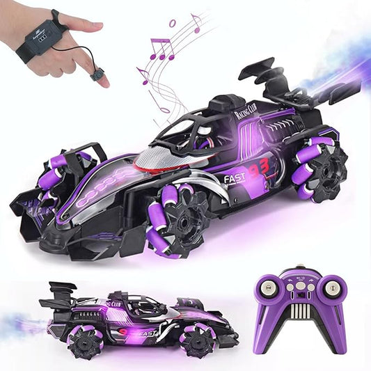 Gesture Sensing RC Stunt Car - Hand Controlled Remote Control Car 4WD Offroad 360° Rotation with Light Music Spray, RC Drift Car Toys for 6-12 Year Boys, Cool Birthday Gifts for Kids