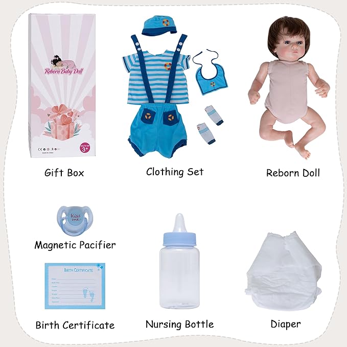 FANCCI Realistic Reborn Baby Dolls Boy,18 Inch Lifelike Newborn Baby Doll Real Life Baby Dolls Soft Weighted Reborn Doll Christmas or Birthday Gift Toys for 3+ Years (Boy)