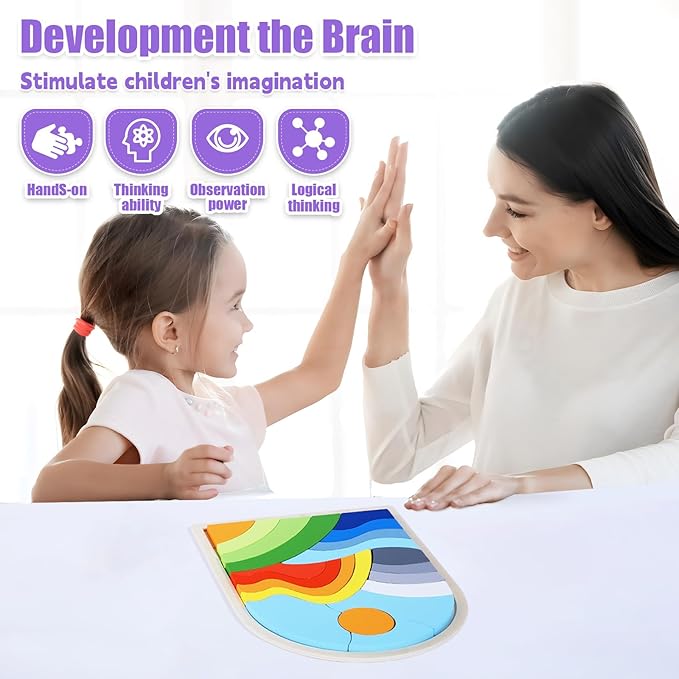 Kids Puzzles Ages 3-5, Wooden Puzzles for Toddlers 3-5, Color Shapes Puzzles for Kids Ages 4-6, Toddler Puzzles Montessori Toys for 3 Year Old, Great Gifts for 3+ Year Olds (Hills)