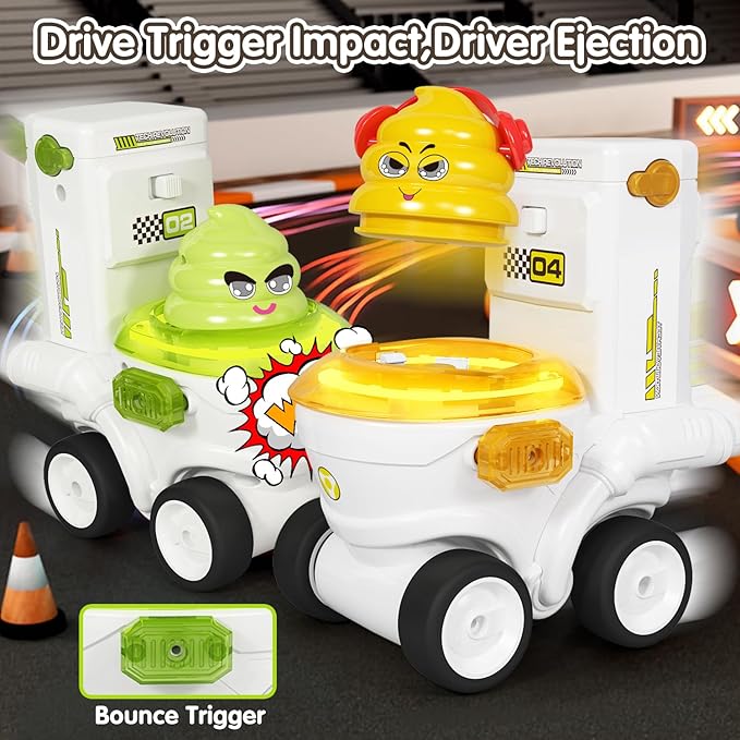 Remote Control Car Toys Set of 4 for Kids Rechargeable RC Car Ejecting Bumper Car with LED Light & Music Effects RC Vehicle Birthday for Kids Age 3 4 5 6 7 8+ Family Interaction