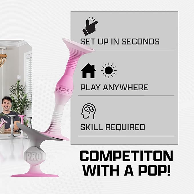 POPDARTS PRO Pack Game Set (Pink & Gray) - Indoor, Outdoor Suction Cup Throwing Game - Competition with a POP