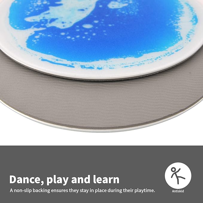 Art3d 4PCS Round Sensory Floor Tiles for Kids, Toddlers and Children, Colorful Liquid Sensory Activity Mat for Active Play and Decorative