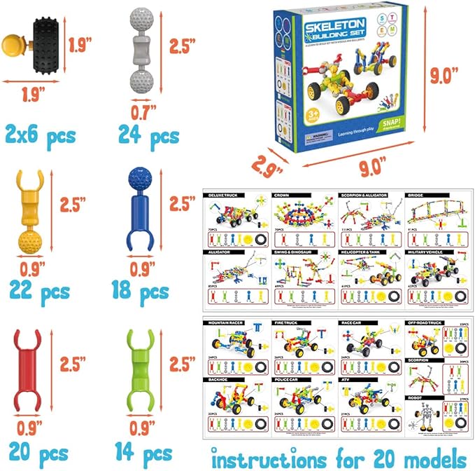 Building Toys for Kids, STEM Toys for Boys and Girls, Interlocking Playset for Age 3+, Kids Creative Kit (110 PCS)