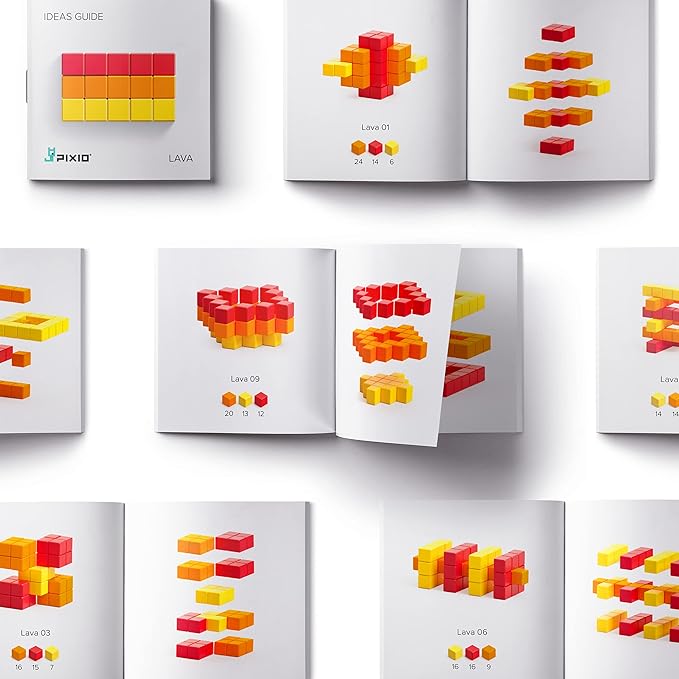 PIXIO Lava - Tiny Magnetic Blocks Building Toy in The Pixel Art Style with Free App - 5/16" Plastic Cubes with 6 Magnets Inside - Open Ended Toy - Creativity Toy for Ages 6+ - 60pcs