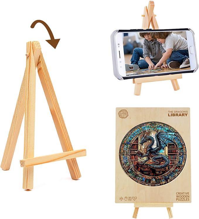 KAAYEE Wooden Puzzles for Adults-Dragon Library Wooden Jigsaw Puzzle Unique Shape Wooden Puzzle Wood Puzzle for Adults,Family Puzzles for Adults (S-8.5 * 8.5in-100pcs)