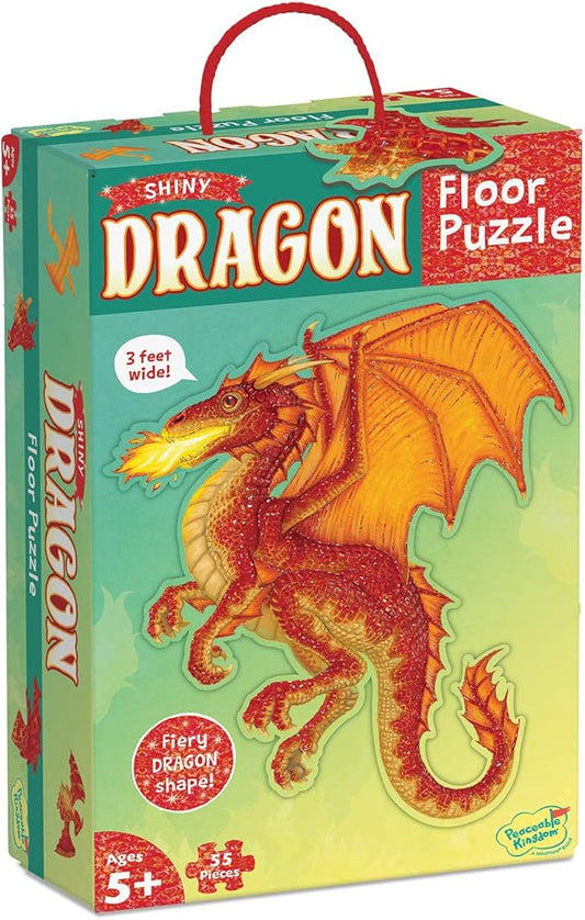 Peaceable Kingdom Dragon Puzzle – Floor Puzzles for Kids Ages 5 & Up – Includes 55 Sturdy Pieces & Carrying Case with Corded Handle