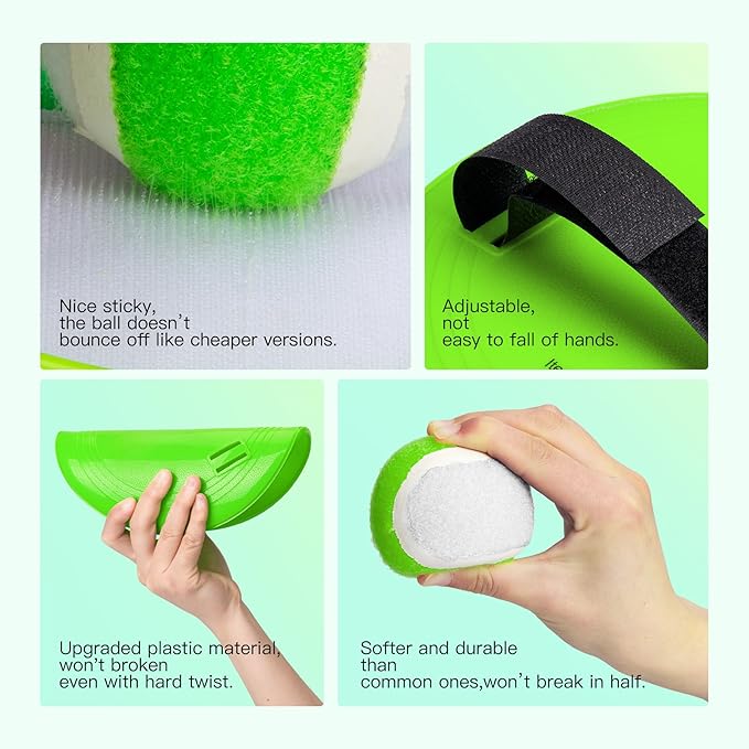 EVERICH Upgraded Toss and Catch Ball Game Set - Indoor and Outdoor Games for Kids 3-12, Beach Sand Pool Water Toy Includes 2 Paddles 2 Sticky Balls, Great Birthday Easter Gifts for Boys Girls