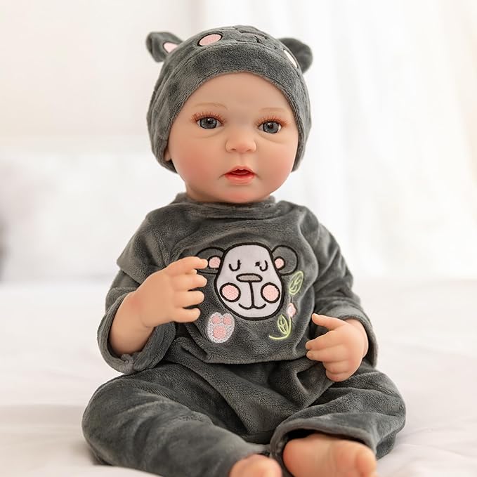 FANCCI Reborn Baby Dolls, 18 inch Newborn Baby Boy Doll with Realistic Veins, Lifelike Handmade Doll Full Body Vinyl Baby Doll, Advanced Painted Gift Set for Kids Age 3+(Woody.L)