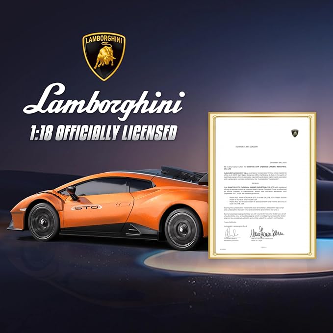 Lamborghini Remote Control Car for Boys 4-7, 1:18 Scale Official Licensed Lamborghini Toy Car, 2.4Ghz RC Drift Car Toys for Adults Boys 8-12 Kids Birthday Gift Ideas, Drift Race Cars (Orange)