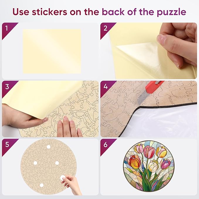 Puzzles for Adults 500 Pieces, Tulip Wooden Puzzles, 5MM Thick Unique Shaped Flower Jigsaw Puzzles Birthday Gifts for Kids Family Game 16.5 * 16.5inch