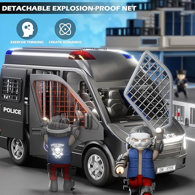 Doloowee Police Car Toy Truck for Kids 3-8, Large Toy Cars with Lights & Sounds, Emergency Vehicle Toddler Toys, Law Enforcement Role Playset, Play & Learn Toddler Toys Ages 3 4 5 6 7 8 9 10 11 12