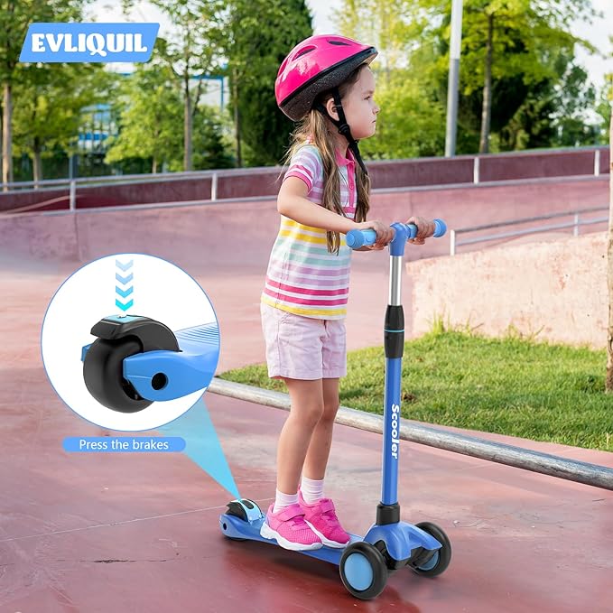 Kids Scooter,LED Lighted Wheels and 3 Adjustable Height Handlebars Scotters for Kids 3-12,3 Wheel Toddler Kick Scotter for Boys & Girls up to 132 Lbs.