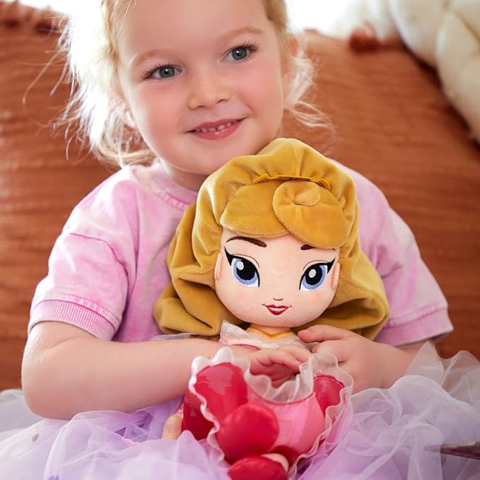 Disney Store Official Princess Plush Doll, Aurora from Sleeping Beauty, Medium 14 Inches, Soft Plushy with Embroidered Features, Princess Toys for Girls, Disney Dolls, Stuffed Animals for Girls