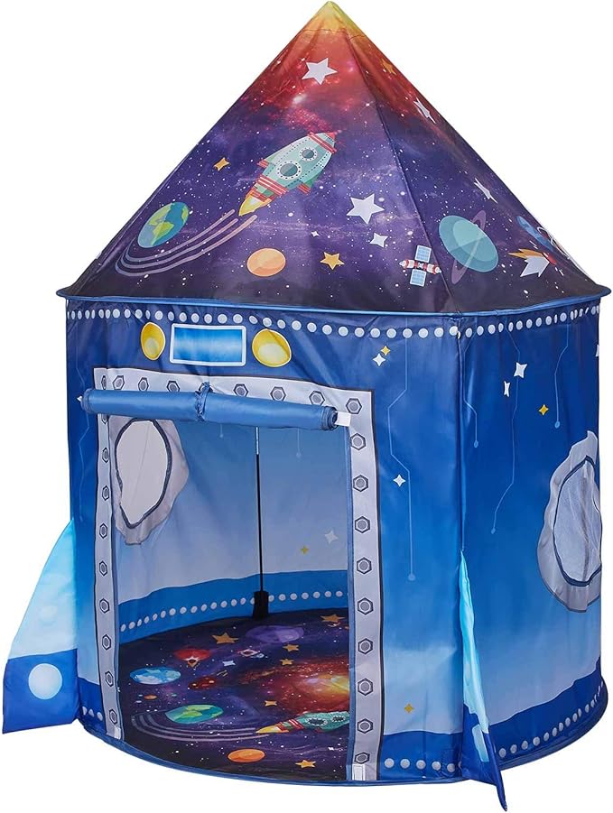 Rocket Ship Space Pop Up Play Tent for Kids-Astronaut Pretend Playhouse Gift for 3-5 Year Old Girls Boys