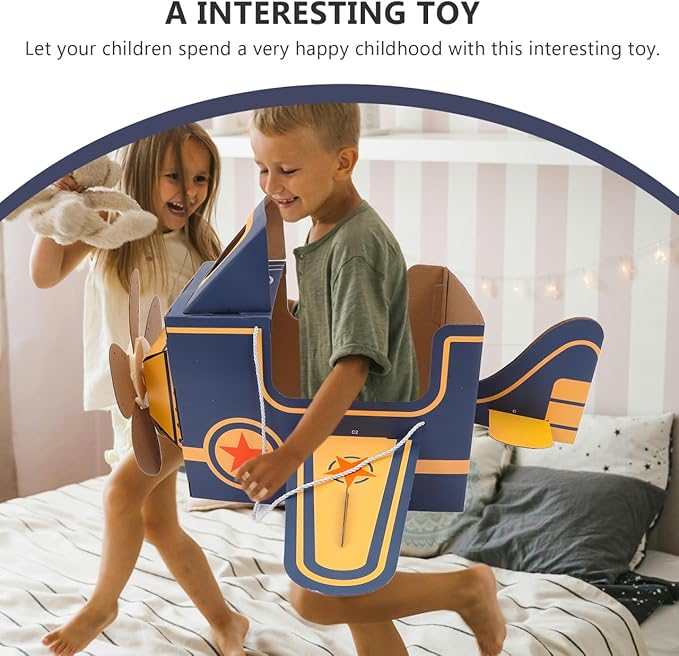 SAFIGLE Wearable Airplane Toy for Kids - DIY Paper Aircraft with Rotating Fan, Blue, 30.51x36.41x18.11 Inches, Fun Outdoor Play and Learning Experience Flying Airplanes for Kids