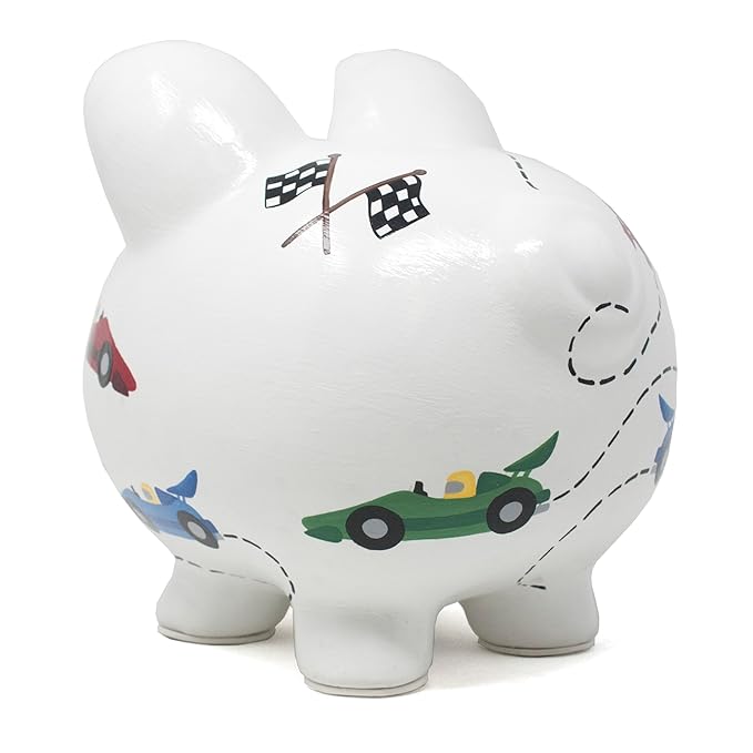 Child to Cherish Ceramic Piggy Bank for Boys, Vroom Race Car