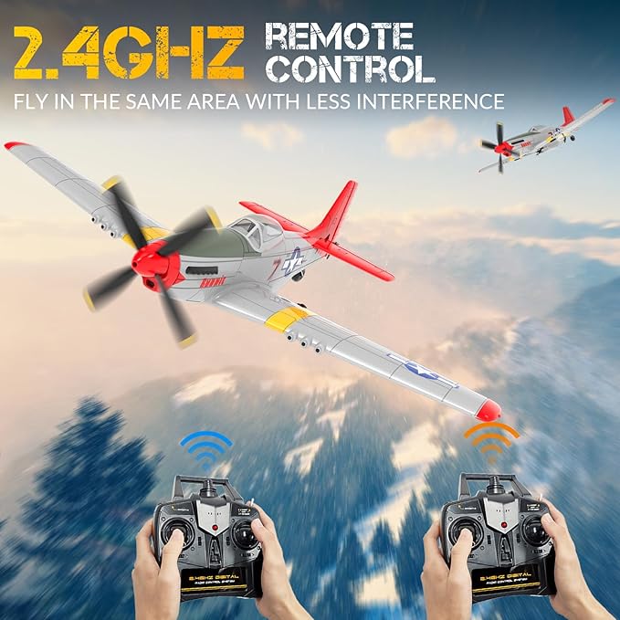 P51D RC Plane, 4CH RC Airplane with High Speed Engine, Remote Control Airplane with Xpilot Stabilization System & Aerobatic, Remote Control Plane Best Gift for Kids