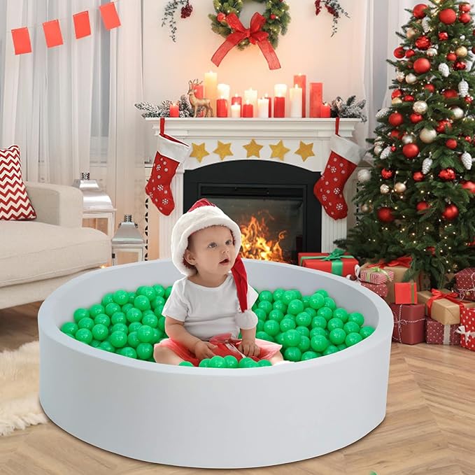 Ball Pit Balls 100 Phthalate Free BPA Free Crush Proof 2.16 Inches Plastic Balls for Ball Pit Ideal Gift for Toddlers Babies Kids Pool Water Toys Play Tent, Green