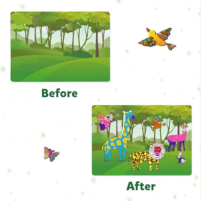 Skillmatics Art & Craft Activity - Foil Fun Animals, No Mess Art for Kids, Travel Toys, Craft Kits, DIY Creative Activity, Gifts for Boys & Girls Ages 4, 5, 6, 7, 8, 9