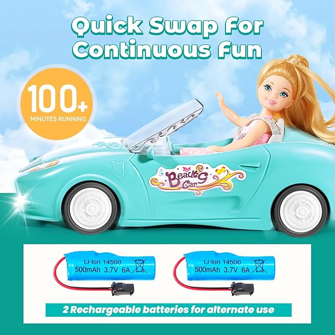 Remote Control Car, RC Cars for Girls, Rechargeable Racing, 1:18 Scale 2.4Ghz Toy for Kids with Doll, Rc Toys Car Birthday for Girls Kids