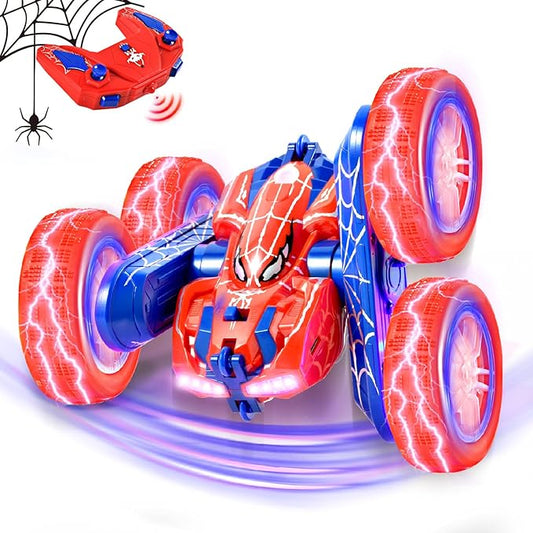 Spider Remote Control Car, 2.4Ghz Double Sided Off-Road 360 Rotating Drift Car With Headlight, Rechargeable Indoor Outdoor 4WD Stunt Toy for Boys 4-13 (Blue)