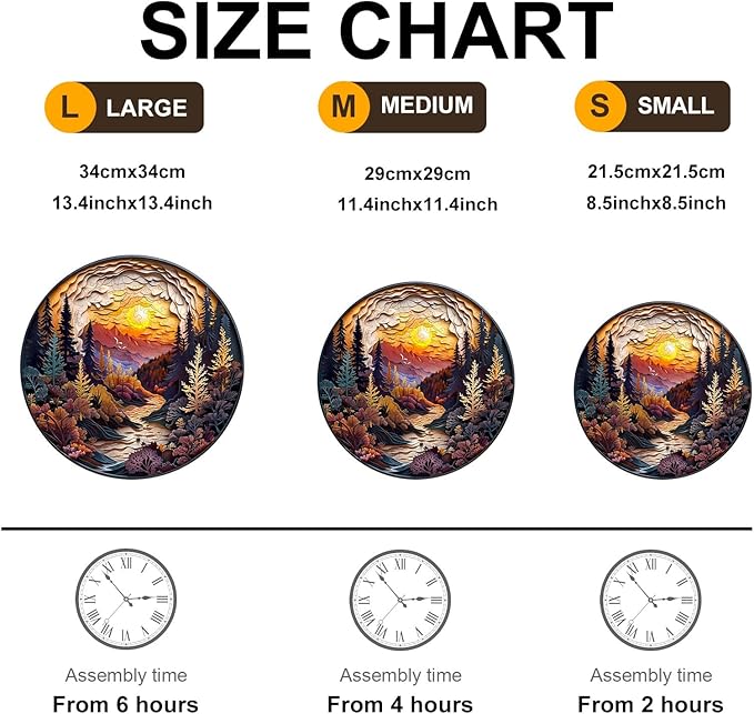 Wooden Puzzle for Adults-3D Sunset Forest Wooden Puzzle Unique Shape Advanced Animal Jigsaw Puzzle for Adults and Kids,Best Gift,Wood Puzzles,Challenge Wooden Jigsaw Puzzle (M-11.4 * 11.4in-200pcs)