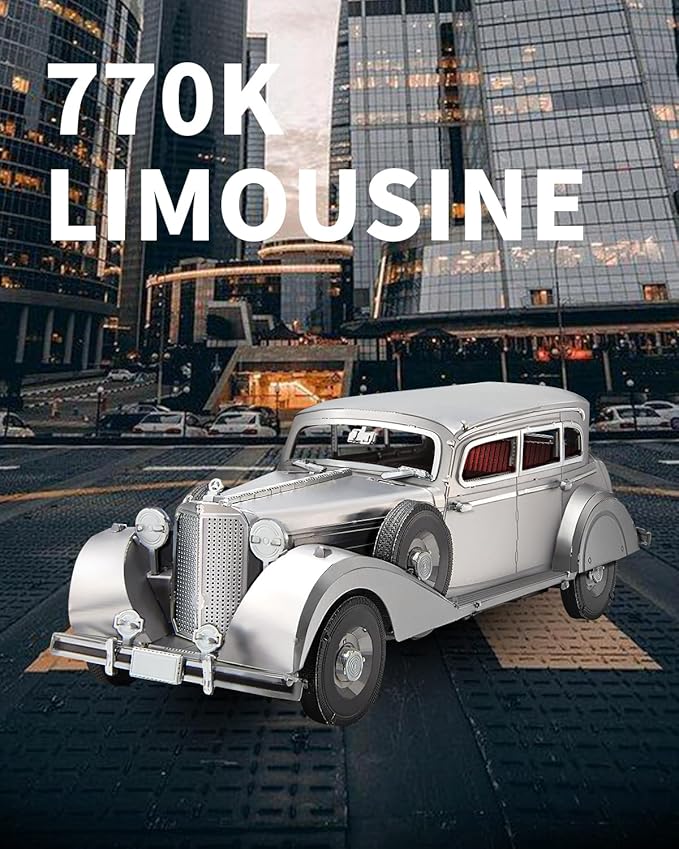 Piececool 3D Puzzles for Adults, Bulletproof Sedan 770k Metal Model Kits, Car Building Kit DIY Puzzle Set, Christams Gifts -154 Pcs