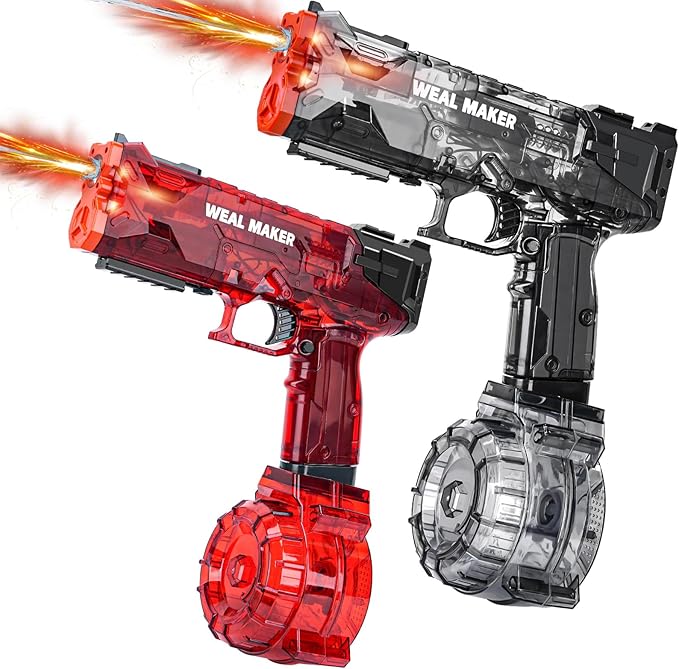 2P 2025 Upgraded Electric Water Gun with LED Flash and Type-C Charging, Automatic Squirt Guns 25-30 FT Range, Realistic Water Pistol for Summer Outdoor Pool Party Kid Sprinkler Toys
