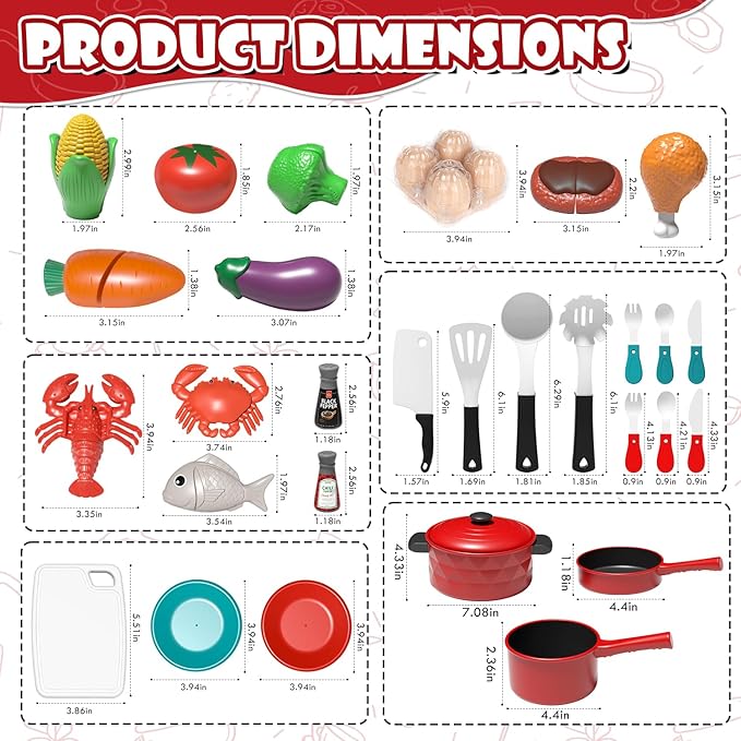 Lehoo Castle Play Kitchen Accessories, Play Pots and Pans Sets for Kids Kitchen, Play Food Sets for Kids, Toddler Cooking Set with Utensils, Toy Foods for Toddlers 3-5, Toys for 3+ Years Old Girls