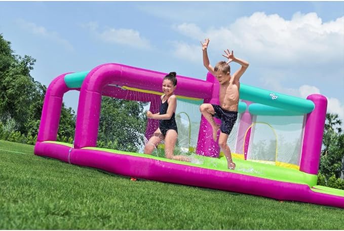 Bestway H2OGO! Bouncin' Bay Kids Inflatable Mega Water Park Outdoor Splash Pool Built-In Bouncer and Shower Sprayer Play Center with Air Blower