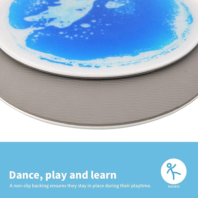 Art3d 9PCS Round Sensory Floor Tiles for Kids, Toddlers and Children, Colorful Liquid Sensory Activity Mat for Active Play and Decorative
