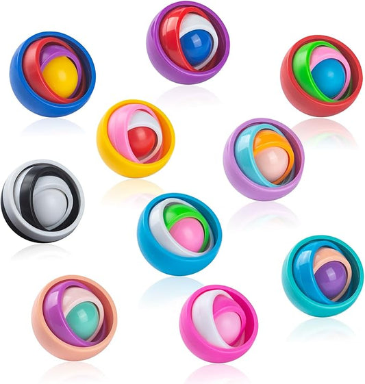 Fidget Gyroscope Set, Fidget Gyro Toys, Infinite Flip Toy Decompression Fingertip Gyro, ADHD Autism Stress Relief Hand Fidget Spinner for Adults Teens Kids, Random Color (8PCS)
