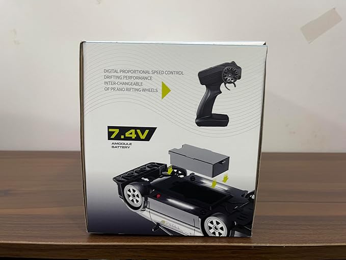 ACAMMZAR 1:16 RC Drift Car, 25KM/H 4WD High Speed Remote Control Cars for Kids, with LED Lights, Two Batteries, Extra Tires, Drift RC Cars for Adults,Black